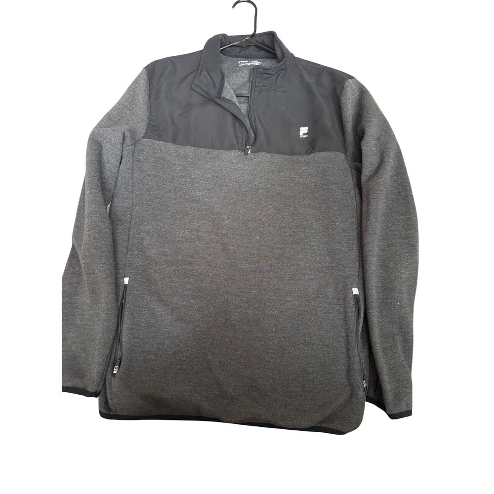 FILA SPORT Women's Vintage Charcoal Gray Fleece 1/4 Zip Jacket Athletic